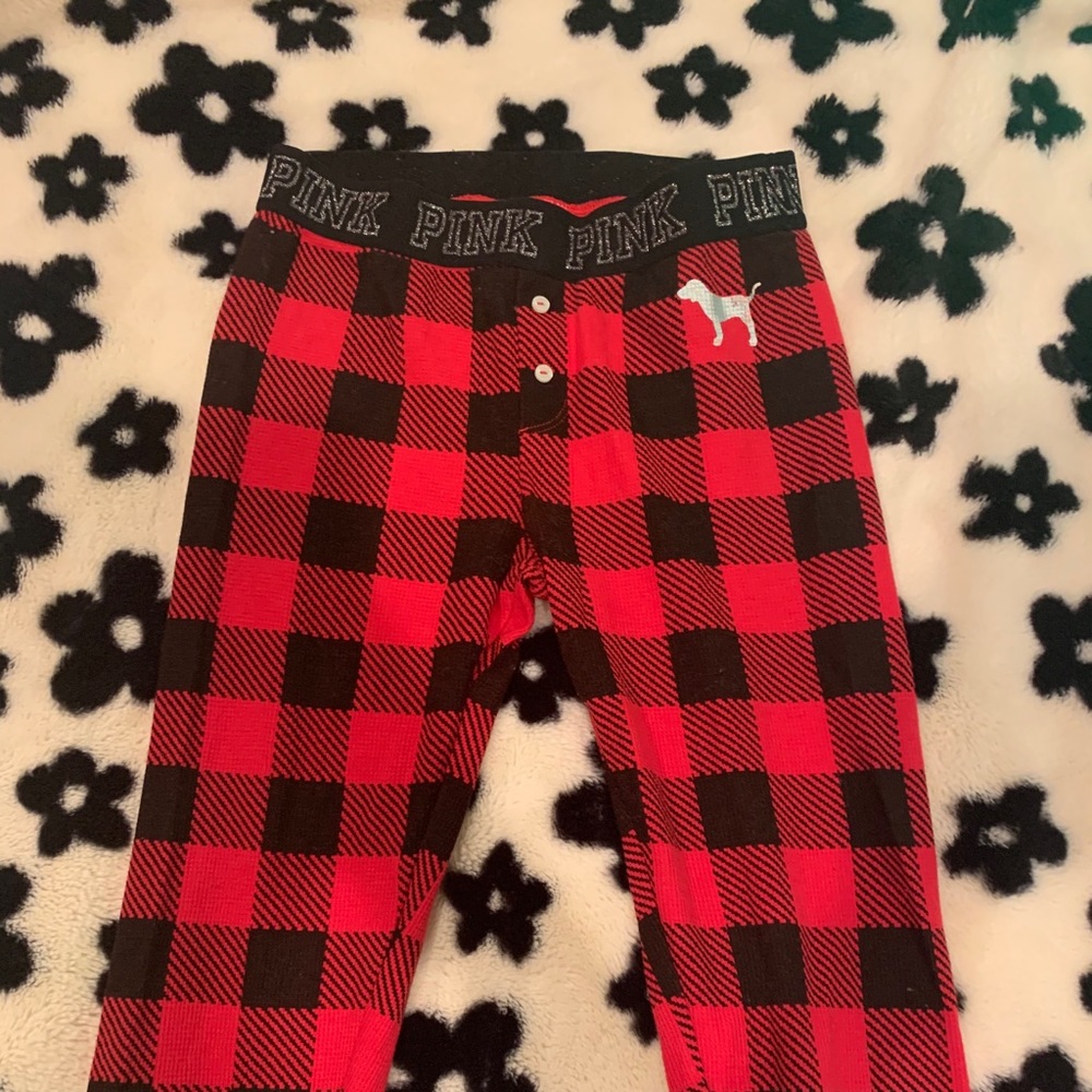 PINK red and black plaid pants